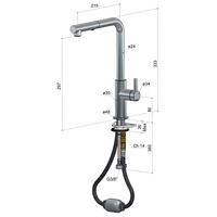 Keukenmengkraan Hotbath Ace met draaibare uitloop en uittrekbare duo-spray handdouche Geborsteld Zwart PVD