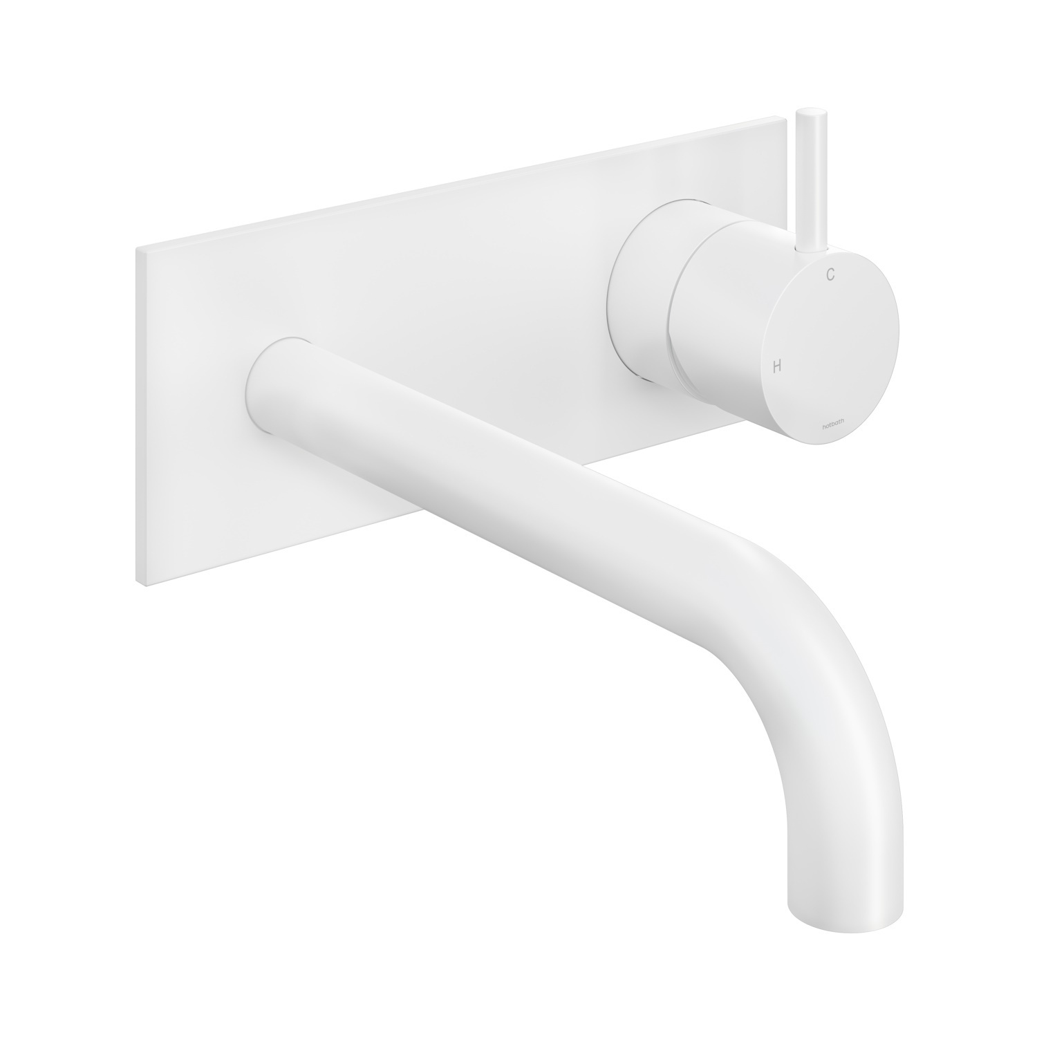 Hotbath Inbouw Wastafelkraan Met Achterplaat Cobber 18 cm Gebogen Uitloop 1-Hendel Mat Wit