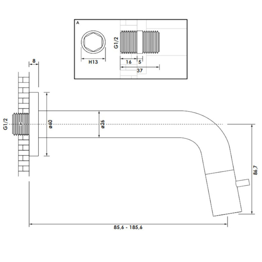 Inbouw Fonteinkraan Brauer Gunmetal Edition Inkortbaar Gunmetal Geborsteld PVD