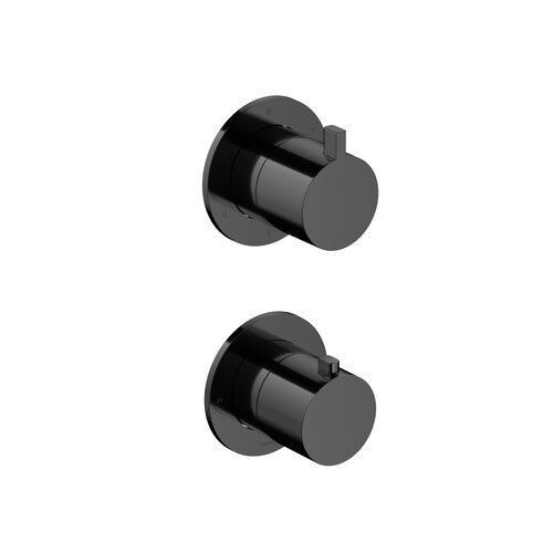 Inbouw thermostaat - Afbouwdeel Hotbath Ace Met 3-Weg Stop-Omstel Gepolijst Zwart PVD 