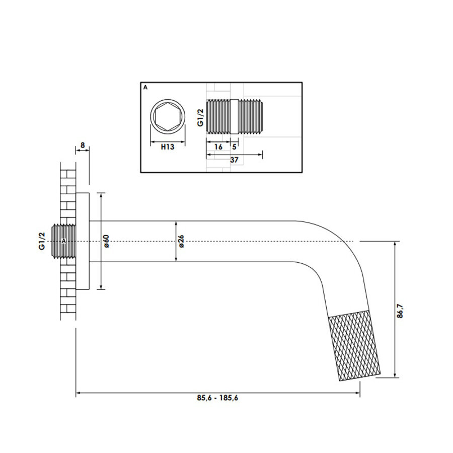Inbouw Fonteinkraan Brauer Chrome Carving Edition Inkortbaar Chroom