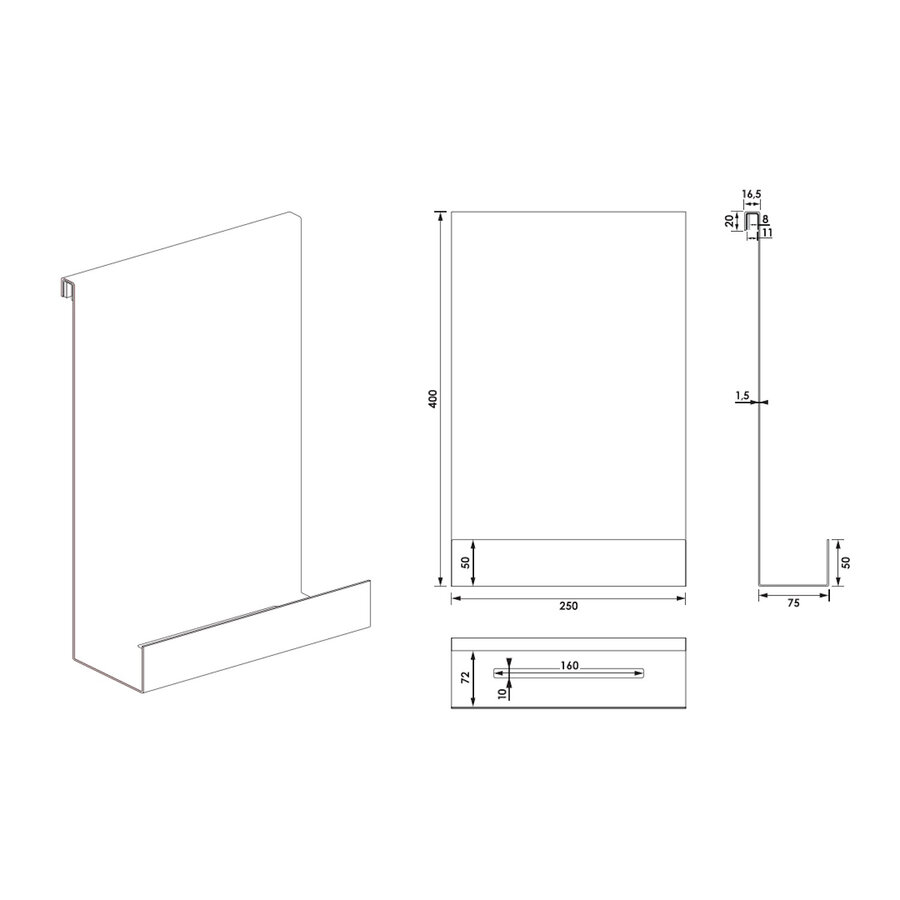 Doucherek Brauer Brushed Edition Hangend met Glasklem RVS Geborsteld PVD