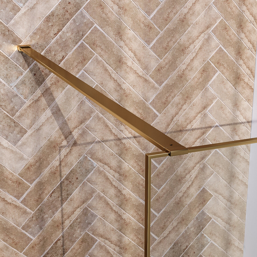 Inloopdouche Brauer Frame Set 1 Helder Glas 120x200 Met Muurprofiel En Lijst Rondom Goud Geborsteld