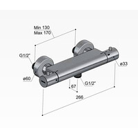 Thermostatische Douchemengkraan Hotbath Ace Met 1/2 Doucheslang Onder aansluiting 26.6 Cm Geborsteld Messing PVD