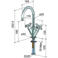 Wastafelmengkraan Hotbath Chap Draaibare Uitloop 1-hendel Gebogen 29.3 cm