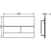 TECEsquare II metaal WC-bedieningsplaat voor duospoeltechniek, geborsteld zwart chroom (met anti-vingerprint)