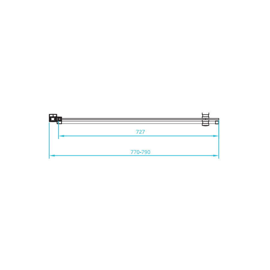 Badwand Van Rijn ST02 Klapwand 80x150 cm Helder Glas 6 mm Zwart