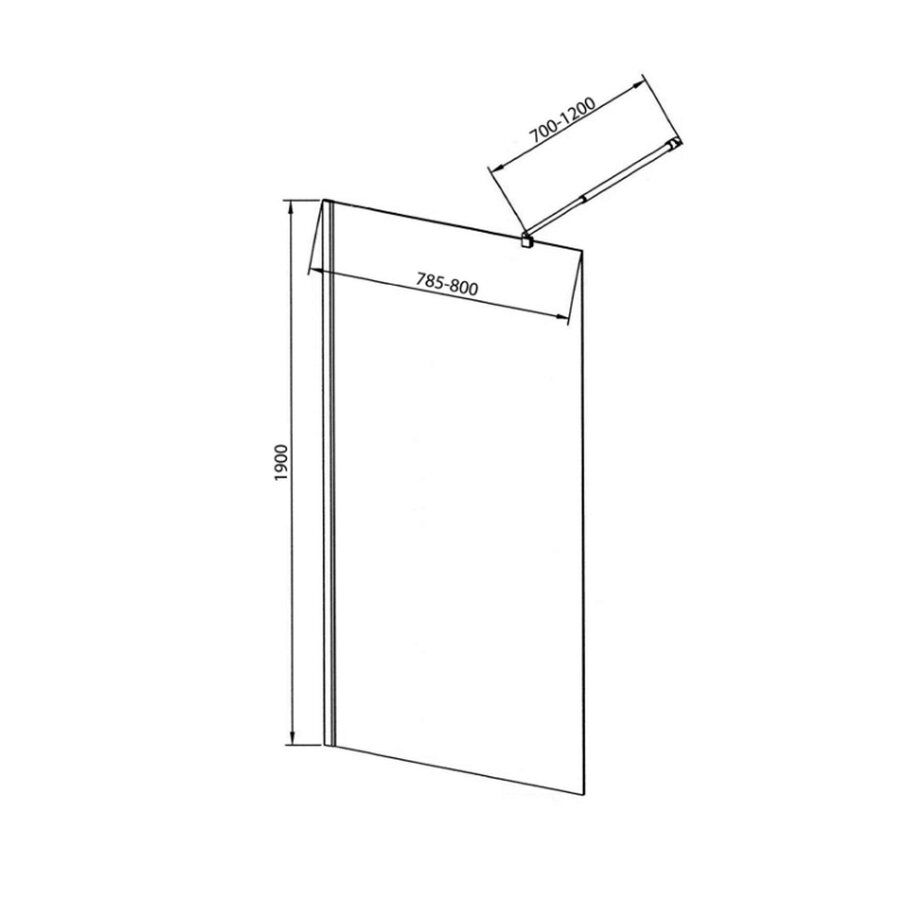 Inloopdouche Sapho Walk-In 80x190 cm met Muurprofiel Chinchilla Glas