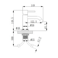 Wastafelmengkraan Opbouw Wiesbaden Style Uitloop 6.5 cm 1-hendel Geborsteld Staal