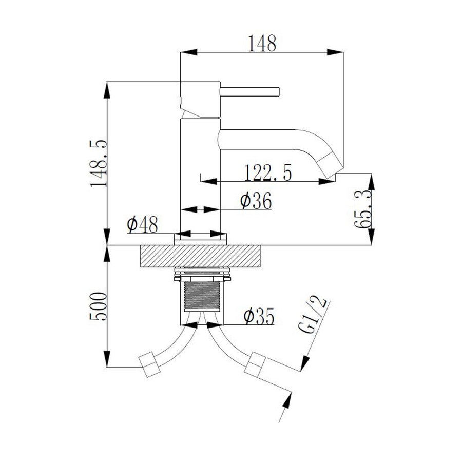 Wastafelmengkraan Opbouw Wiesbaden Style Uitloop 6.5 cm 1-hendel Geborsteld Staal