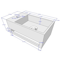 Fontein met Handdoekhouder Boss & Wessing Solid Surface (kraangat links) 35.6x20.3x15.9 cm Zwart