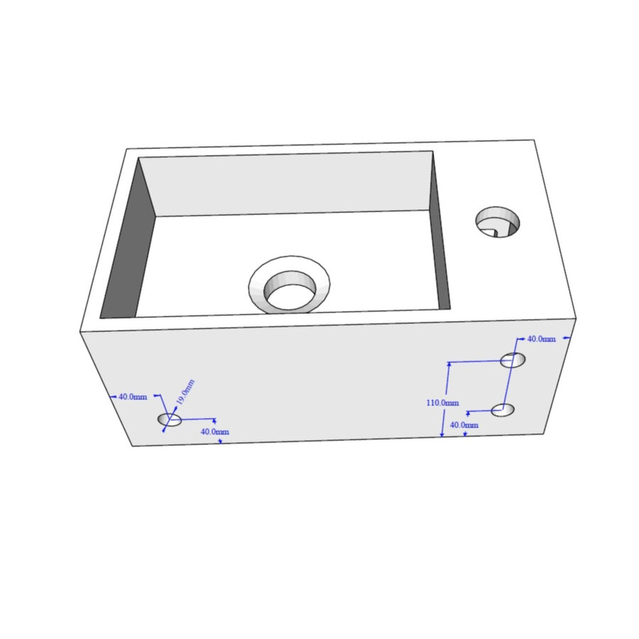 Fontein met Handdoekhouder Boss & Wessing Solid Surface (kraangat links) 35.6x20.3x15.9 cm Zwart