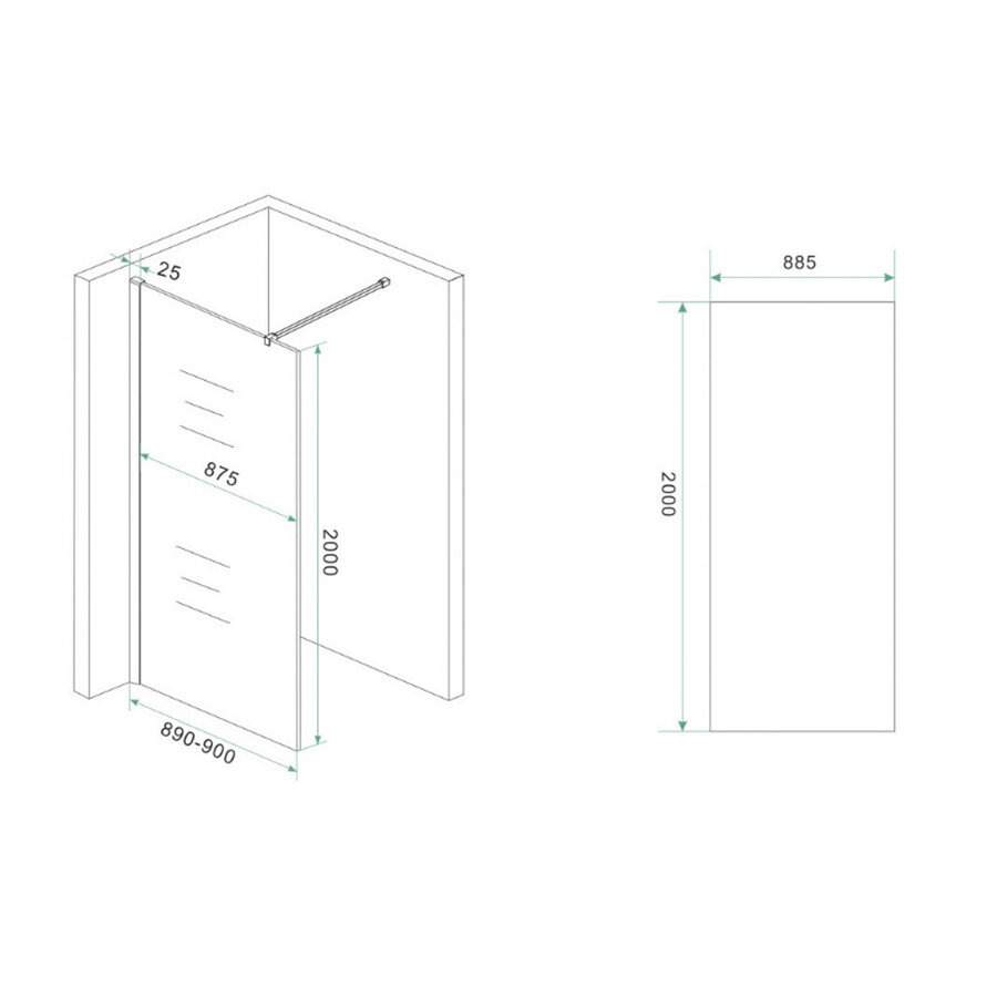 Glasplaat Wiesbaden Slim Rook Naar Helder Glas Nano 900x2000 8mm