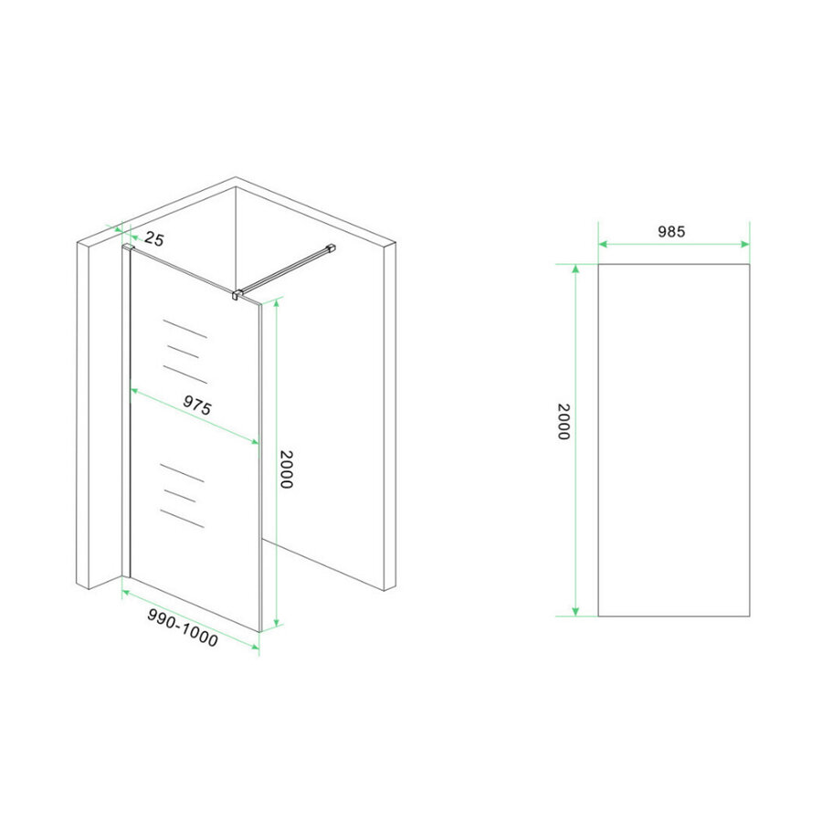 Glasplaat BWS Mark Rook Naar Helder Glas Nano 100x2000 8mm