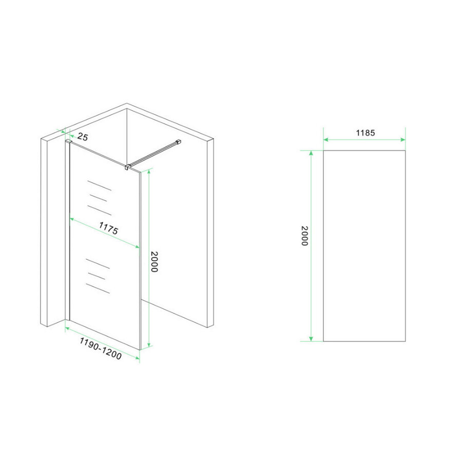 Glasplaat BWS Mark Rook Naar Helder Glas Nano 120x2000 8mm