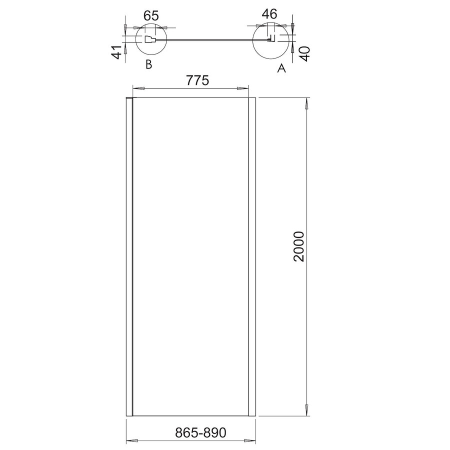 Douchewand Allibert Laja 86,5-89 x 200 cm Chroom