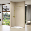 van Rijn Inloopdouche Van Rijn Products Vaste Wand 140x200 cm Helder Glas Incl Stabilisatiestang en Gouden Muurprofiel