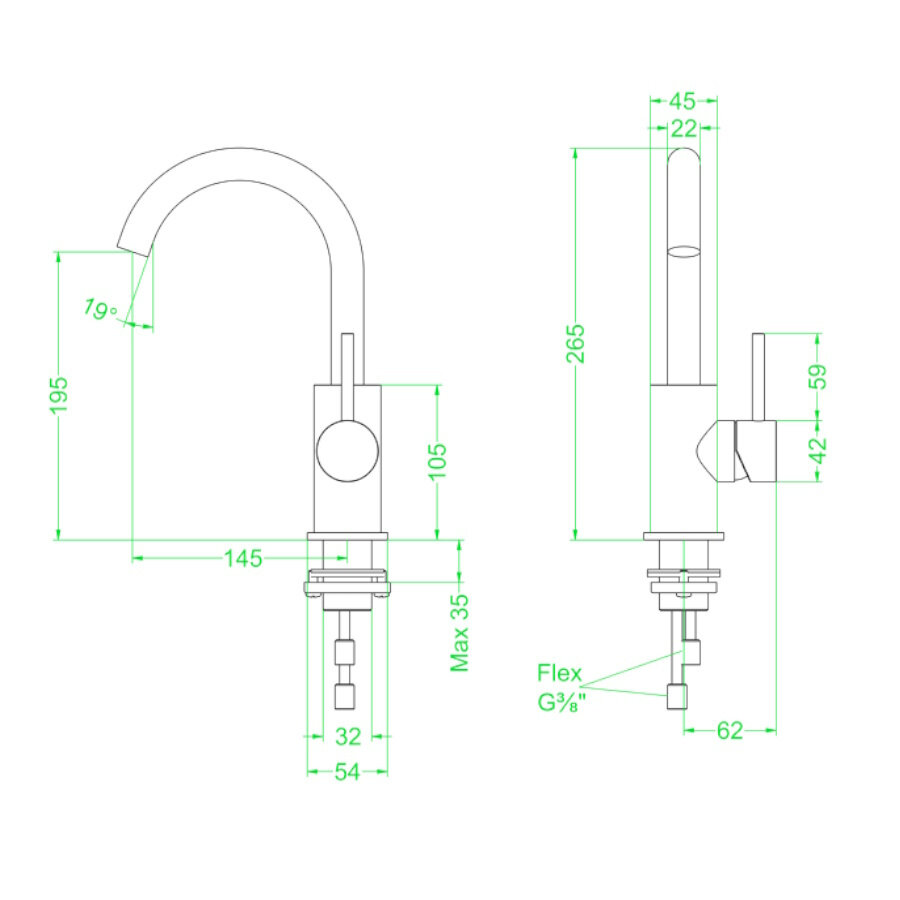 Wastafelkraan IVY Concord Draaibare Uitloop Coldstart Geborsteld RVS316