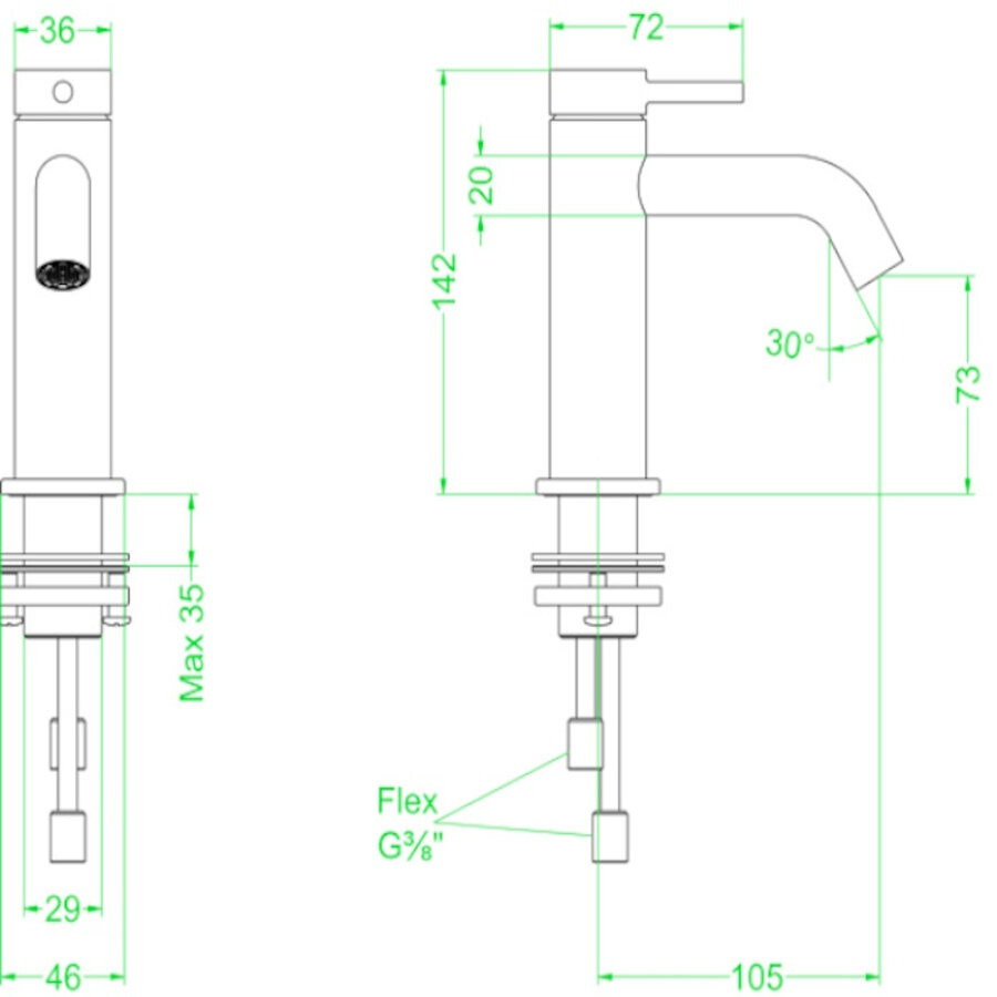 Wastafelkraan IVY Bond Model S Coldstart Geborsteld Nickel PVD