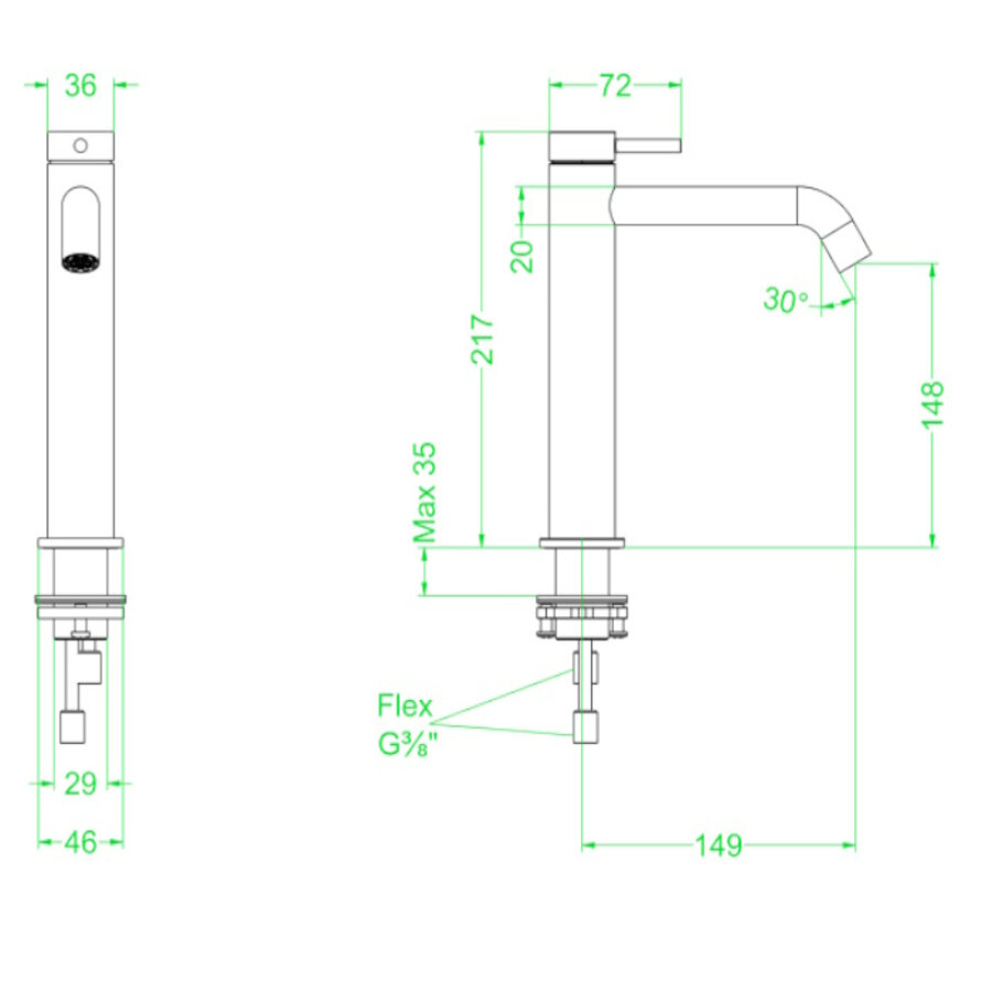 Wastafelkraan IVY Bond Model M Coldstart Geborsteld Nickel PVD