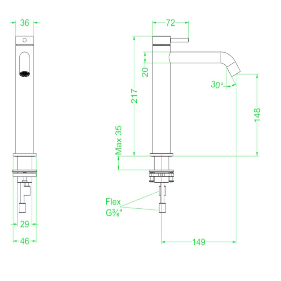 Wastafelkraan IVY Bond Model M Coldstart Zwart Chroom PVD