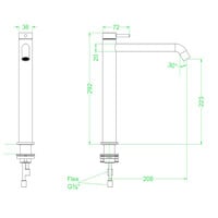 Wastafelkraan IVY Bond Model L Coldstart Mat Zwart PED