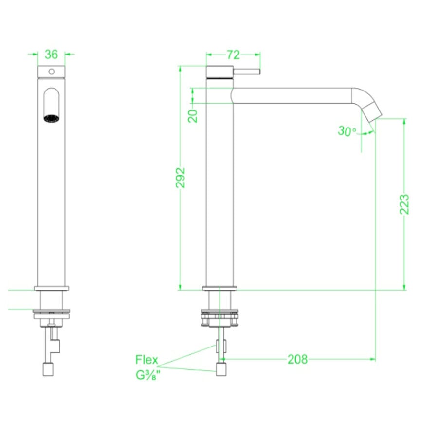 Wastafelkraan IVY Bond Model L Coldstart Geborsteld Nickel PVD