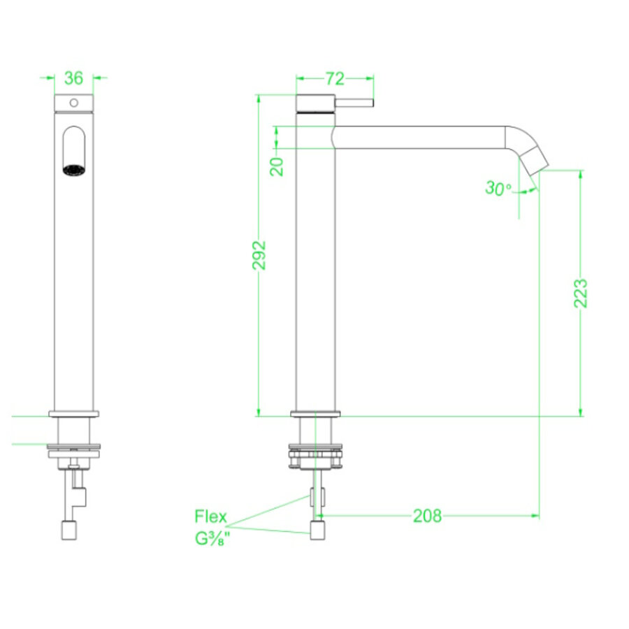 Wastafelkraan IVY Bond Model L Coldstart Zwart Chroom PVD