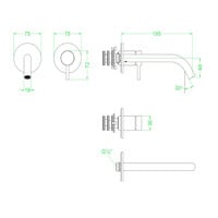 Inbouw Wastafelmengkraan IVY Bond 2-gats Coldstart Geborsteld Mat Goud PVD