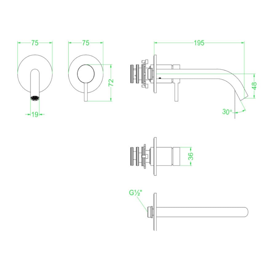 Inbouw Wastafelmengkraan IVY Bond 2-gats Coldstart Geborsteld Metal Black PVD