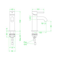 Wastafelkraan IVY Concord Model S Coldstart Geborsteld RVS316