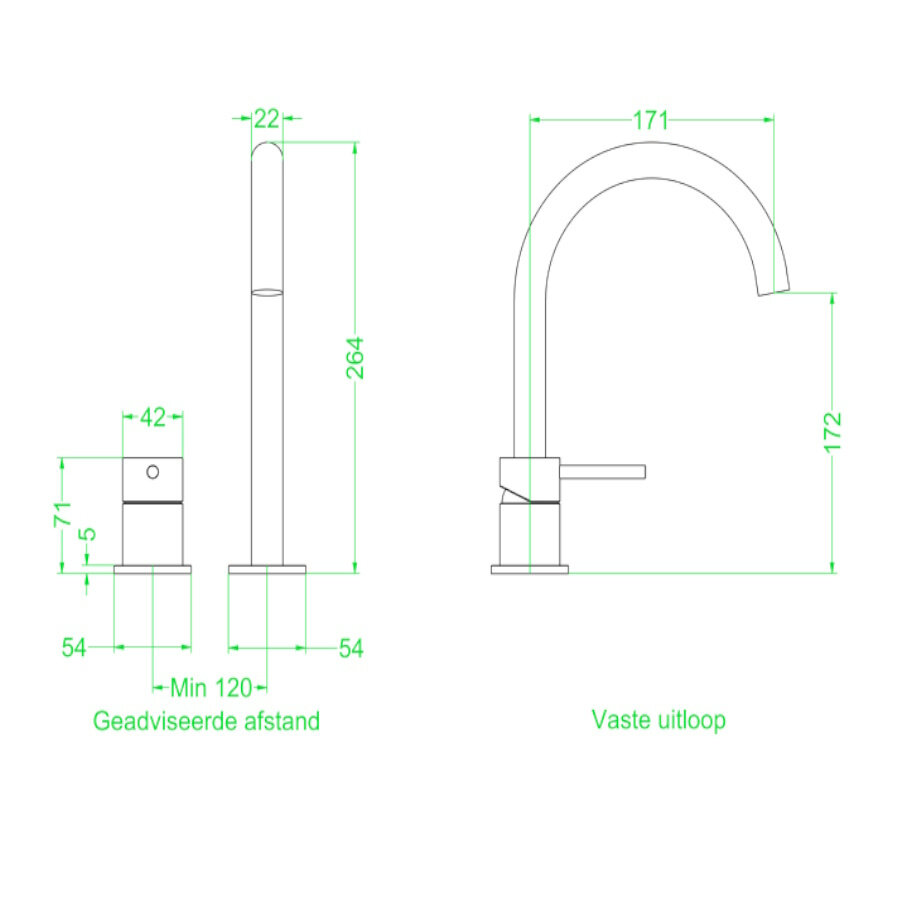 Wastafelkraan IVY Concord Coldstart 2-gats Geborsteld RVS316