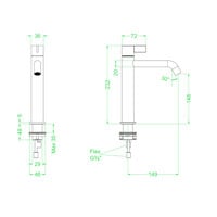 Wastafelkraan IVY Pact Model M Coldstart Mat Zwart PED