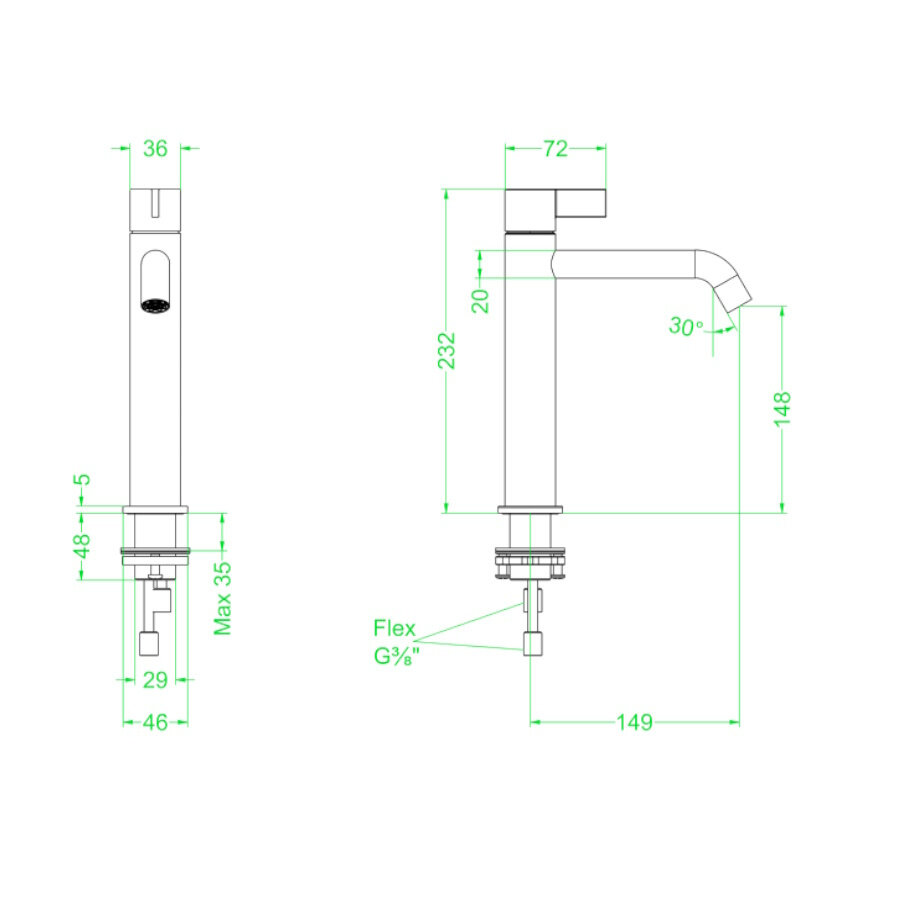 Wastafelkraan IVY Pact Model M Coldstart Geborsteld Nickel PVD