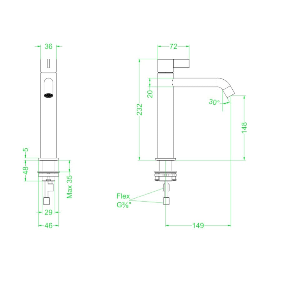 Wastafelkraan IVY Pact Model M Coldstart Zwart Chroom PVD