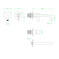 Inbouw Wastafelmengkraan IVY Pact 2-gats Coldstart Geborsteld Nickel PVD