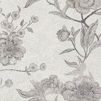 Wandtegel Cifre Ceramica Borneo 30x75 cm Betonlook Mat Wit Met Bloemen(Prijs per M2)