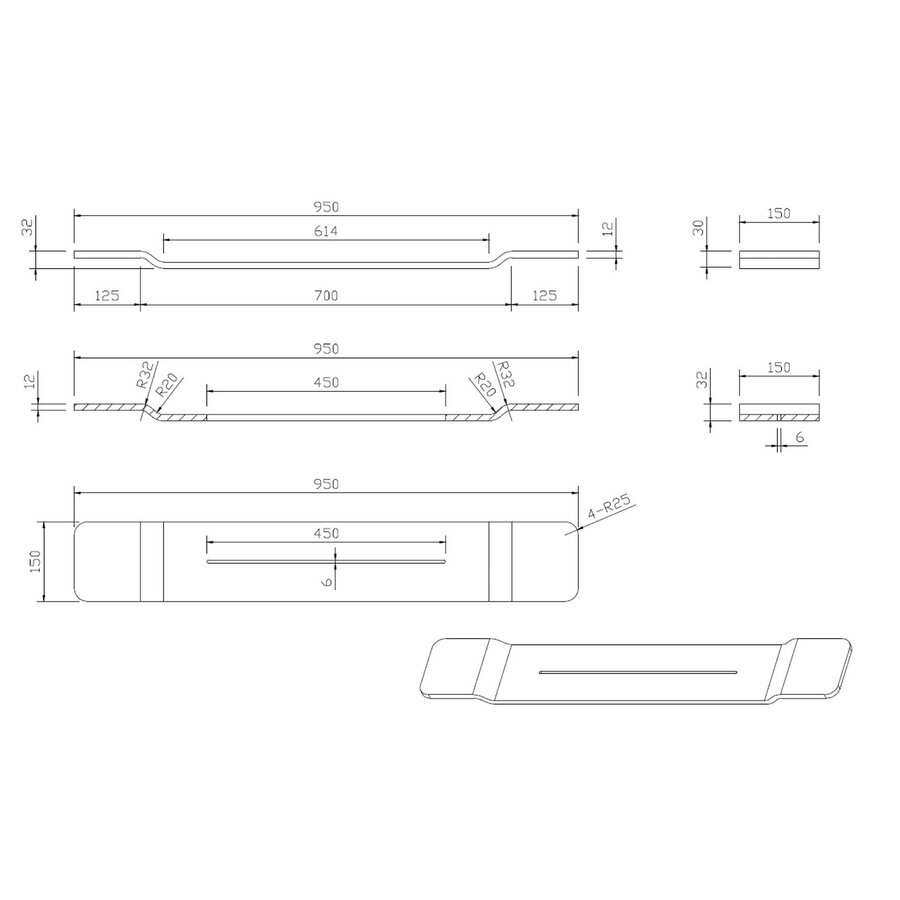 Badplank Best Design Hinza Solid Surface 95x15 cm Glans Wit