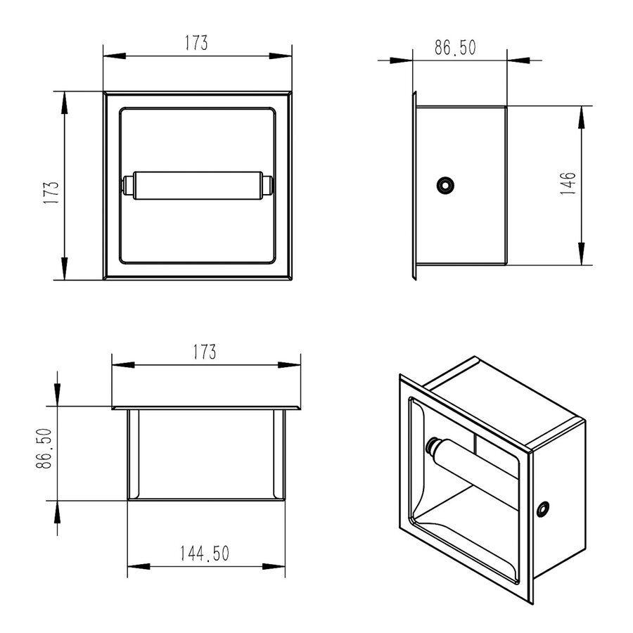 Toiletrolhouder Zonder Klep en Reserverolhouder Inbouw Wiesbaden Rocko Mat Wit