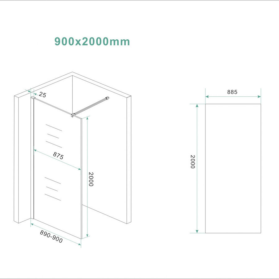 Glasplaat Wiesbaden Slim 90x200 Cm Nano Vintage Bronsglas