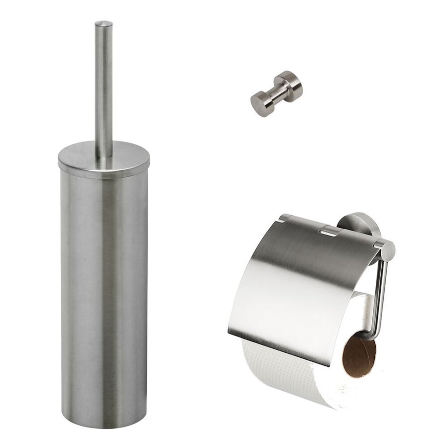Toiletset Accessoires Geesa Nemox met Toiletborstel Toiletrolhouder en Handdoekhaak RVS