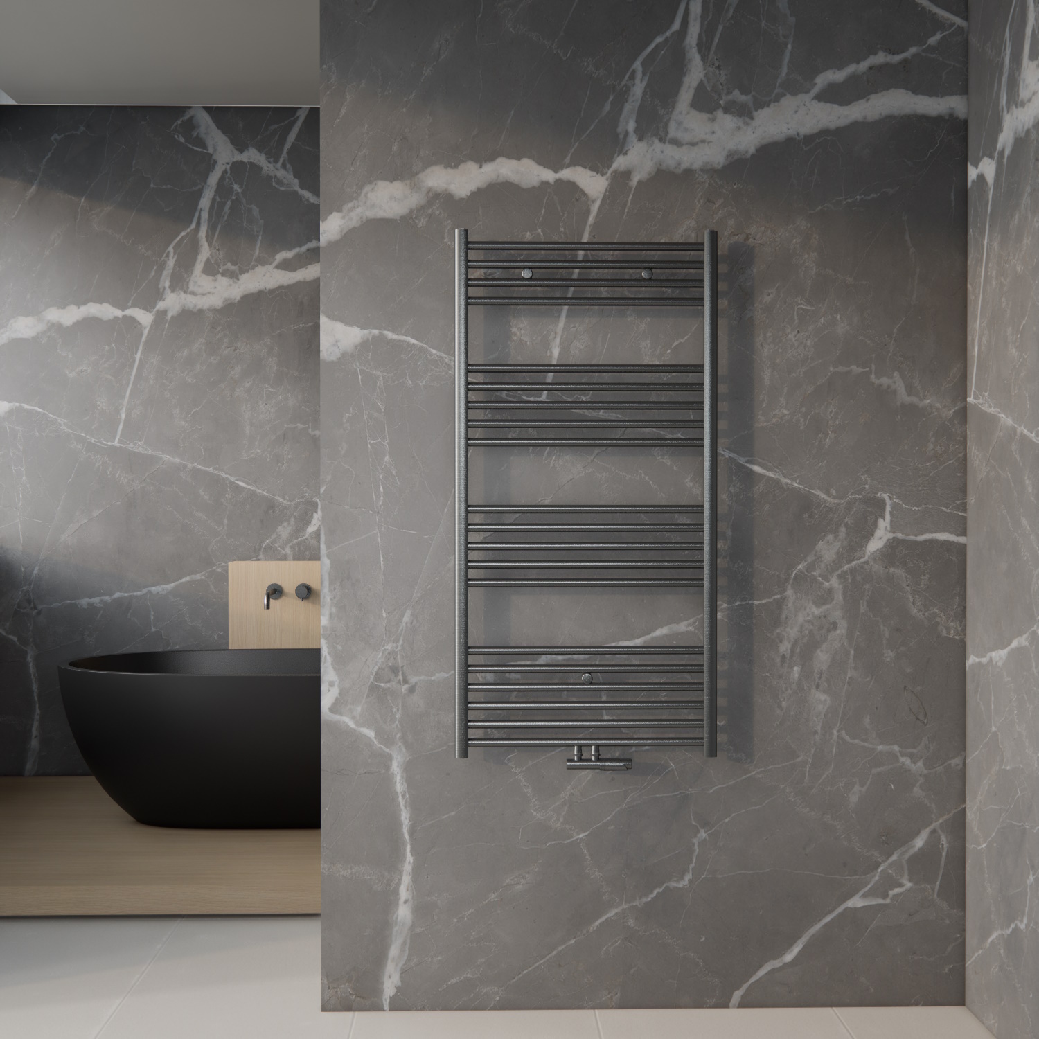 Handdoek Radiator BWS Cory 120x60 cm 414 Watt Midden en Zijaansluiting Gunmetal Boss & Wessing