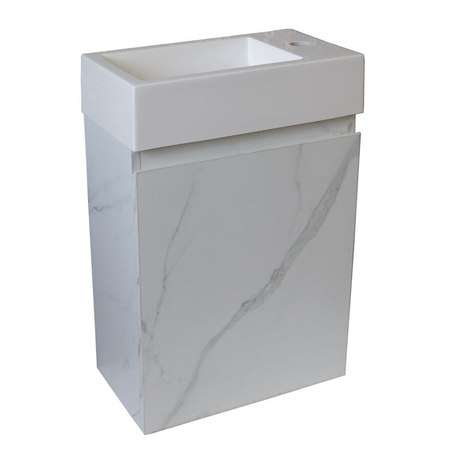 Fonteinkast BWS Sona Met Verticaal Reliëf Soft-close Wit Marmer