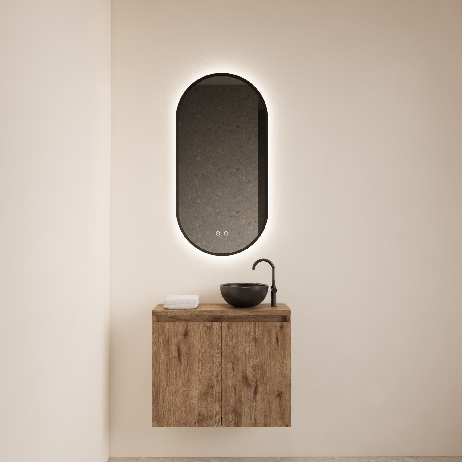 BWS Fonteinmeubel Meadow 60x50 cm Wellington Oak Incl. Topplaat - Fonteinmeubel Meadow 60x50 cm Wellington Oak Incl. Topplaat