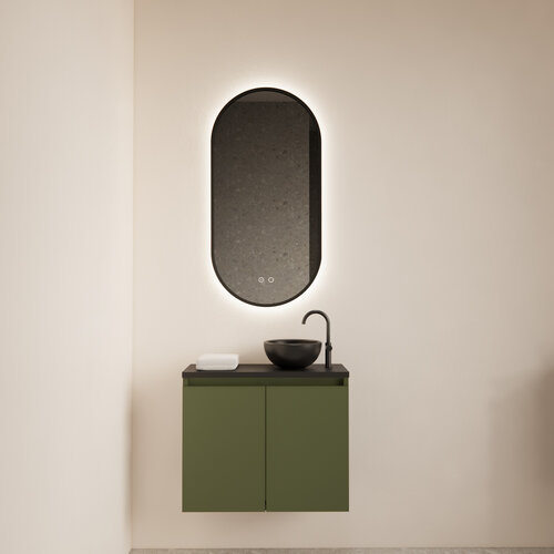 Fonteinmeubel BWS Meadow 60x50 cm Olijf Groen Incl. Topplaat Mat Zwart 