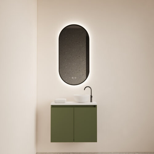 Fonteinmeubel BWS Meadow 60x50 cm Olijf Groen Incl. Topplaat Mat Wit 