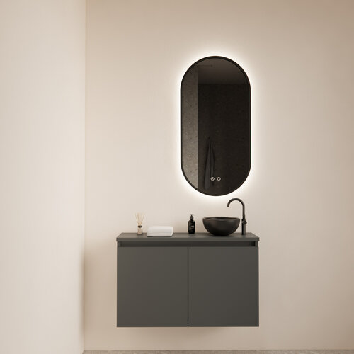 Fonteinmeubel BWS Meadow 80x50 cm Graphite Grijs Incl. Topplaat 