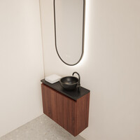 Fonteinmeubel BWS Meadow 60x50 cm Choco Eiken Incl. Topplaat Mat Zwart