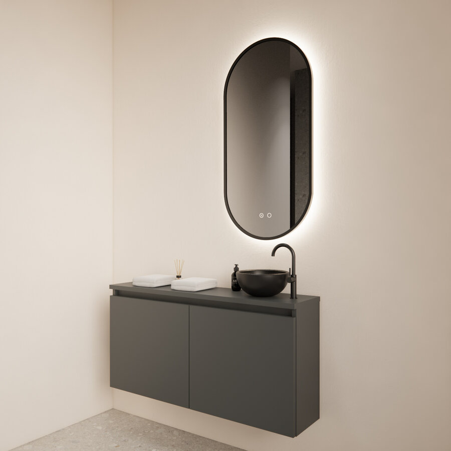 Fonteinmeubel BWS Meadow 100x50 cm Graphite Grijs Incl. Topplaat