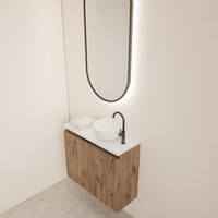 Fonteinmeubel BWS Meadow 60x50 cm Wellington Oak Incl. Topplaat Mat Wit